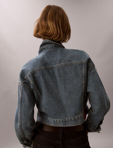 Cropped Denim Jacket, FULTON BLUE, hi-res