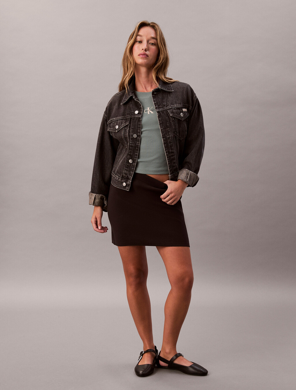 Monogram Logo Long Sleeve Baby Tee, Autumn Green, hi-res