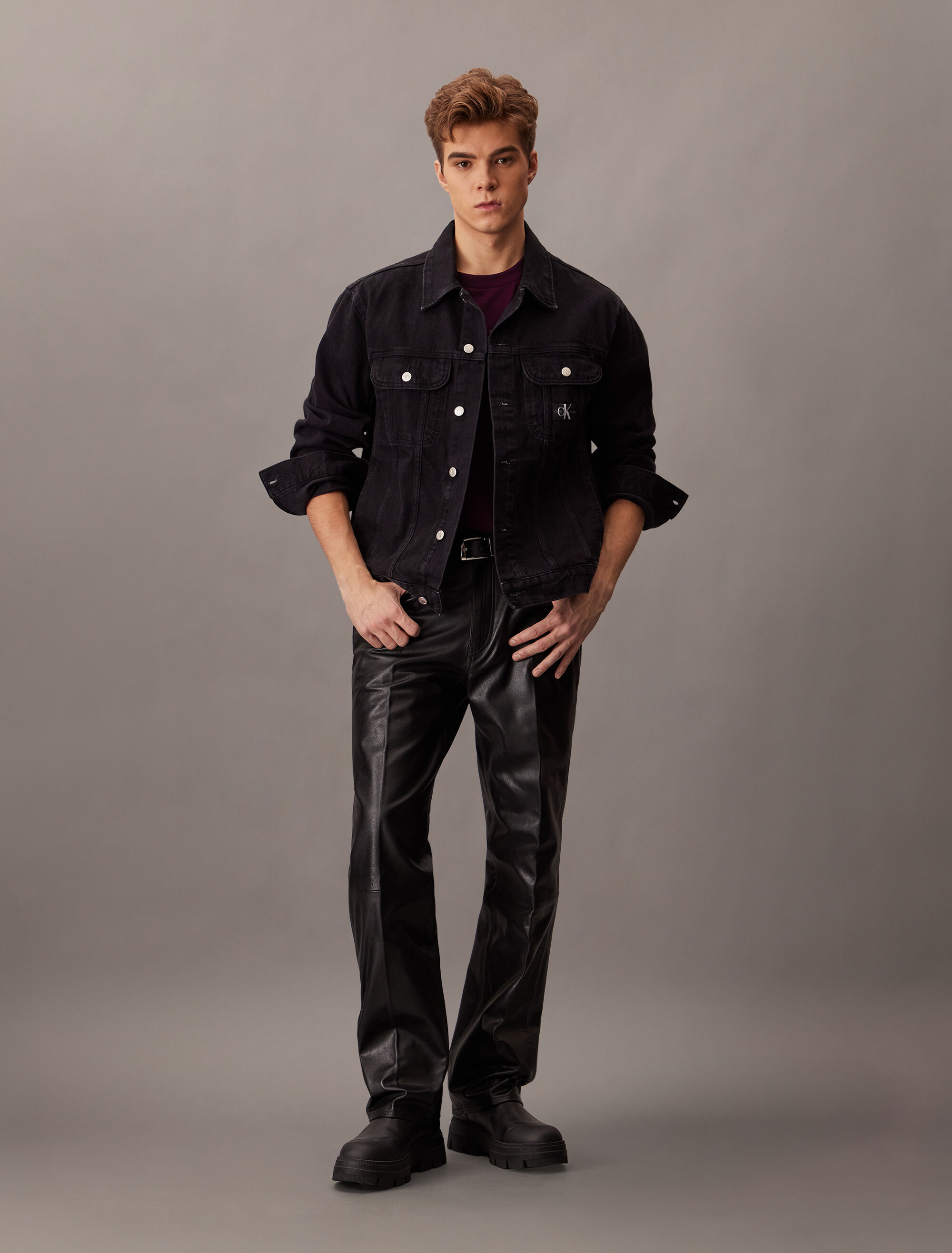 90s Straight Leather Trouser | black | Calvin Klein Malaysia