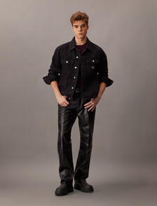 90s Straight Leather Trouser, Black, hi-res