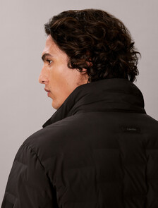 Quilted Mock Neck Down Puffer Jacket, Black, hi-res