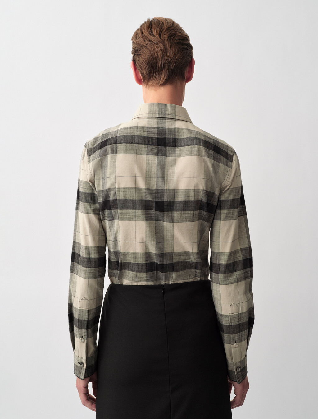 Scarlett Plaid Button-Down Shirt, Black, hi-res