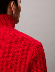Lunar New Year Cashmere Zip Thru Sweater, Pantone Red, hi-res