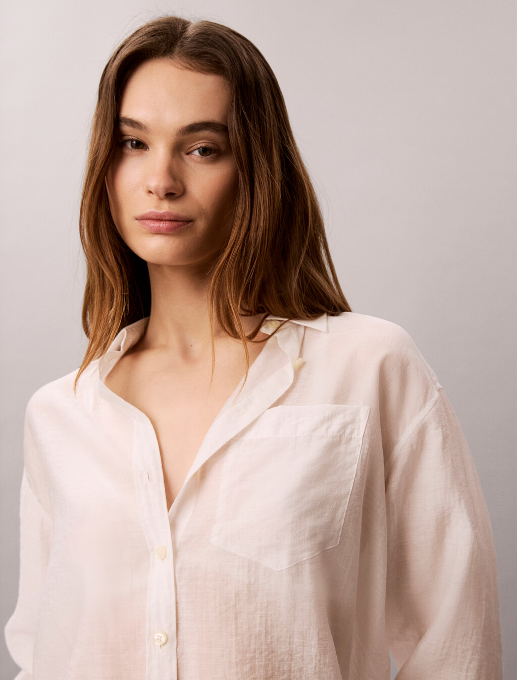 Voile Relaxed Shirt, White Sand, hi-res