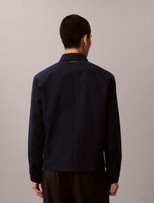 Cotton Dobby Blouson Jacket, Dark Sapphire, hi-res