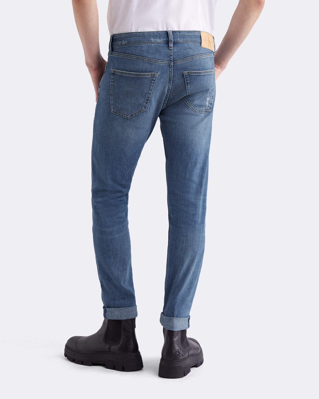 Italian Denim Modern Taper Jeans, 206 MEDIUM BLUE, hi-res