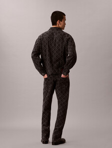 90s Signature Emblem Jacquard Denim Trucker, BLACK EMBLEM, hi-res