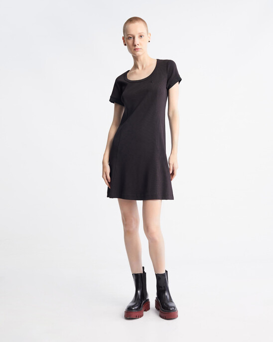 Logo Tape Rib Knit Body Stretch T-Shirt Dress