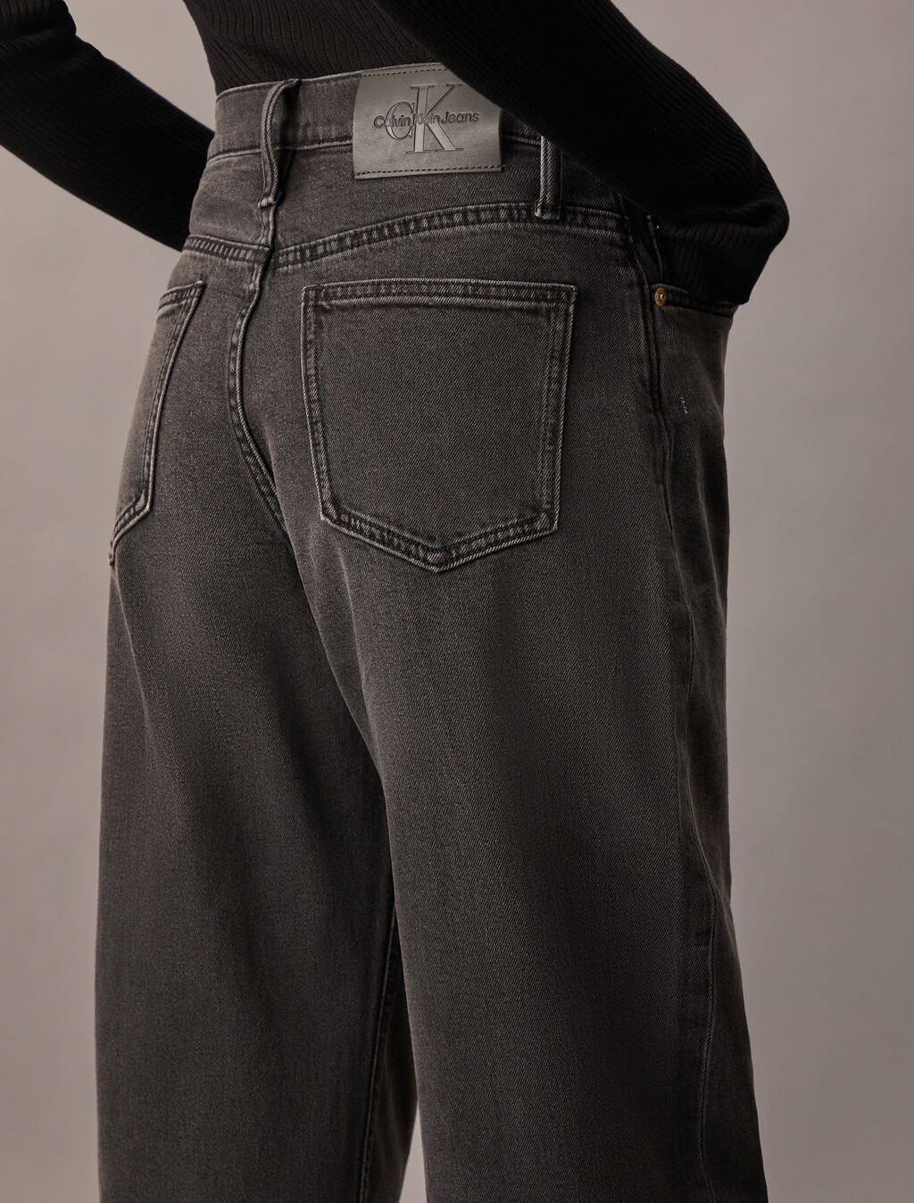 High Rise Loose Black Jeans, Denim Black, hi-res