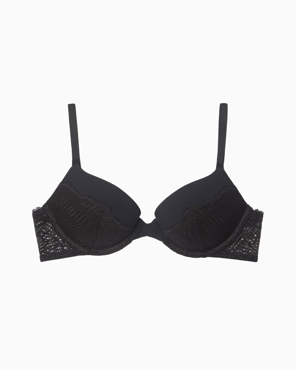 Scalloped Lace Push Up Plunge Bra, Black, hi-res