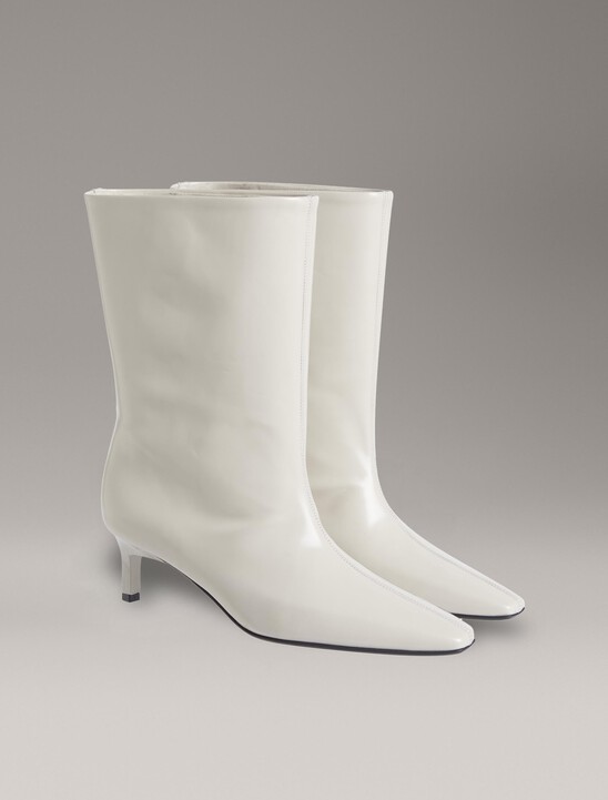 Leather Square Toe Heeled Boots