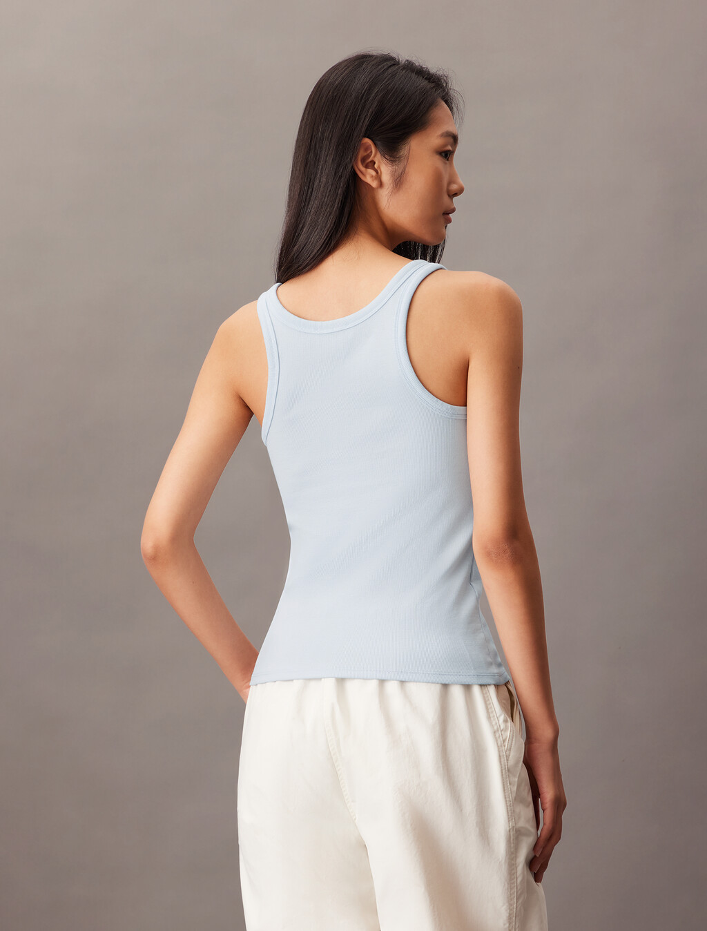 Ribbed Cotton Logo Tank Top, Plein Air, hi-res