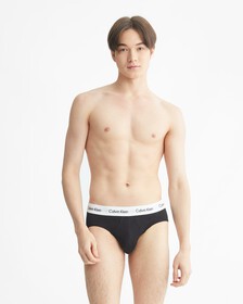 3 Pack Hip Briefs, Black w/ Grey Heather          White, hi-res