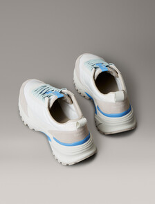 Suede and Emblem Logo Nylon Trainers, Bright White/Bonnie Blue, hi-res