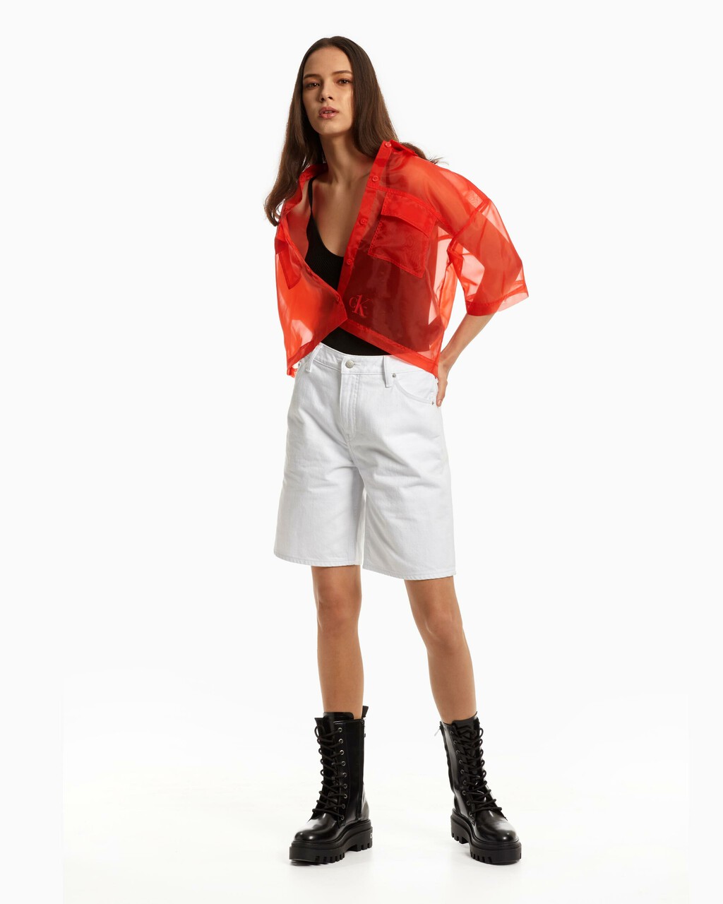 90S STRAIGHT RECONSIDERED SHORTS, White, hi-res