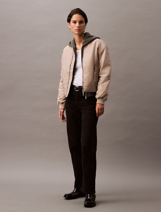 Padded Nylon Bomber Jacket