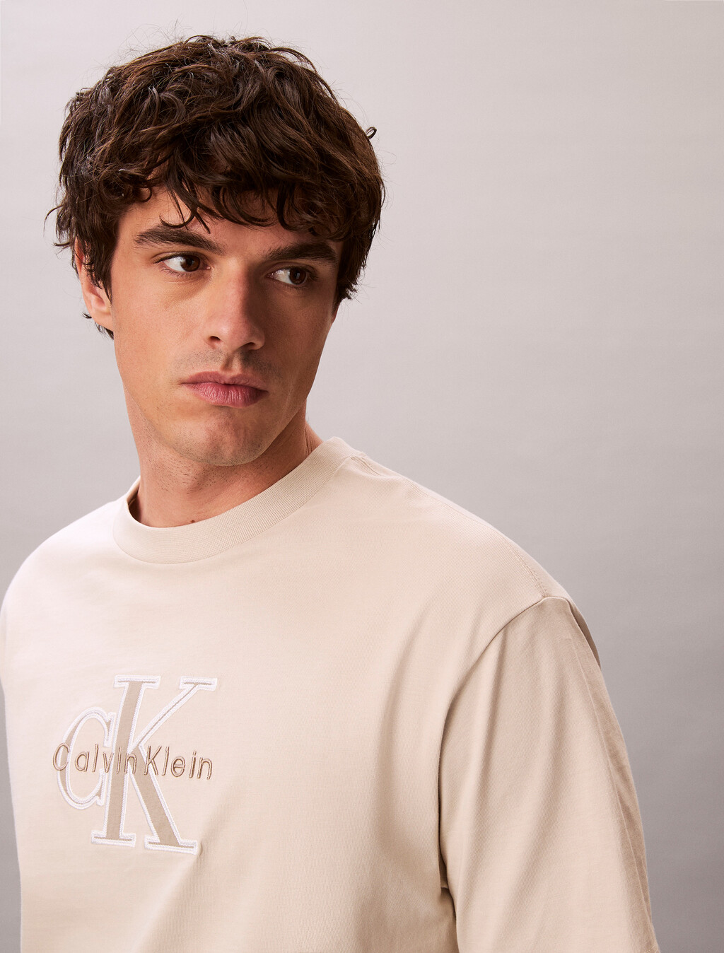 Relaxed Logo Appliqu&eacute; T-shirt, Oatmeal, hi-res