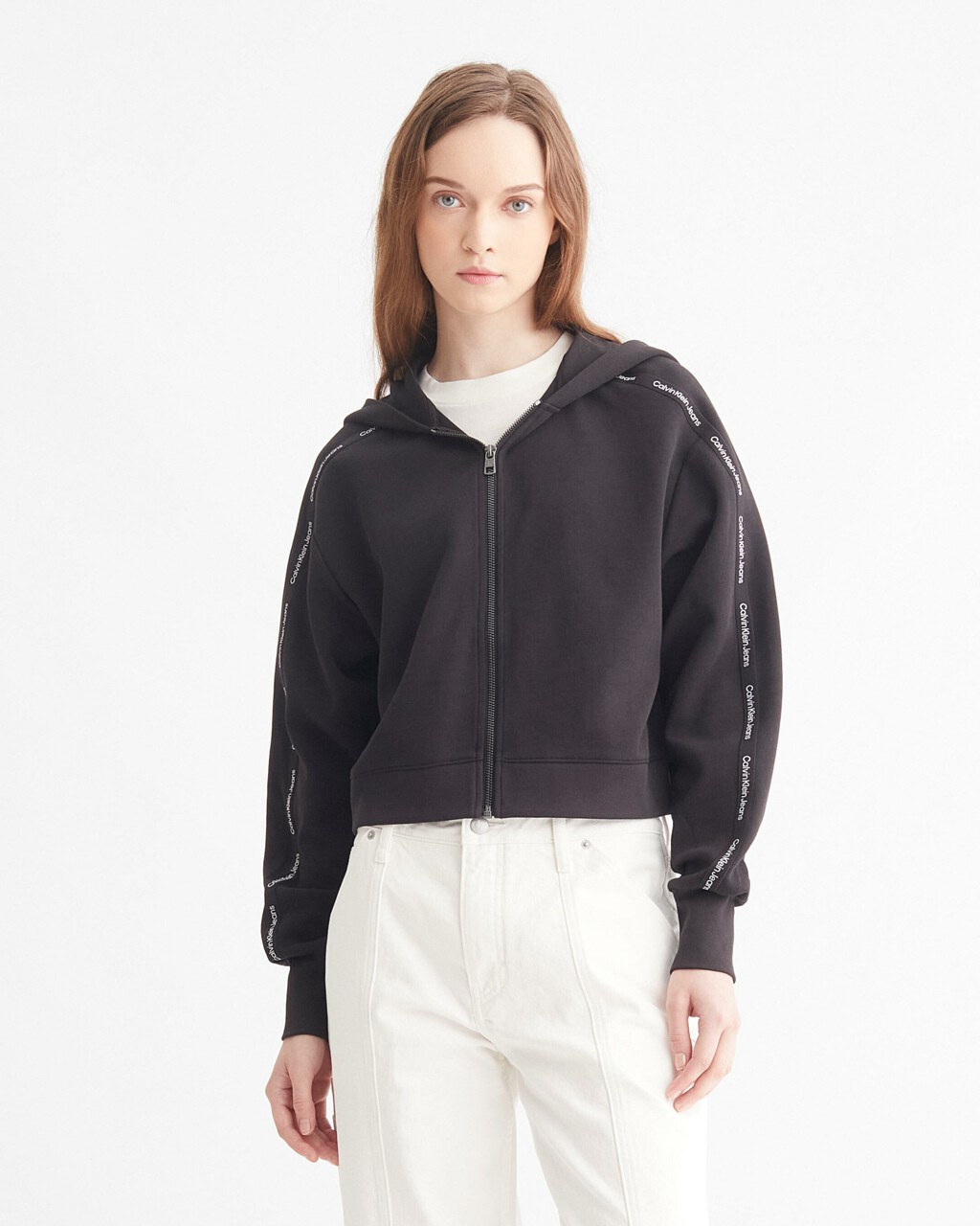 Calvin klein cropped zip hoodie clearance