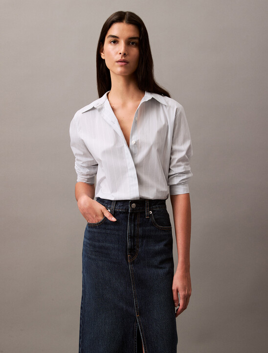 Stripe Poplin Button-Down Shirt