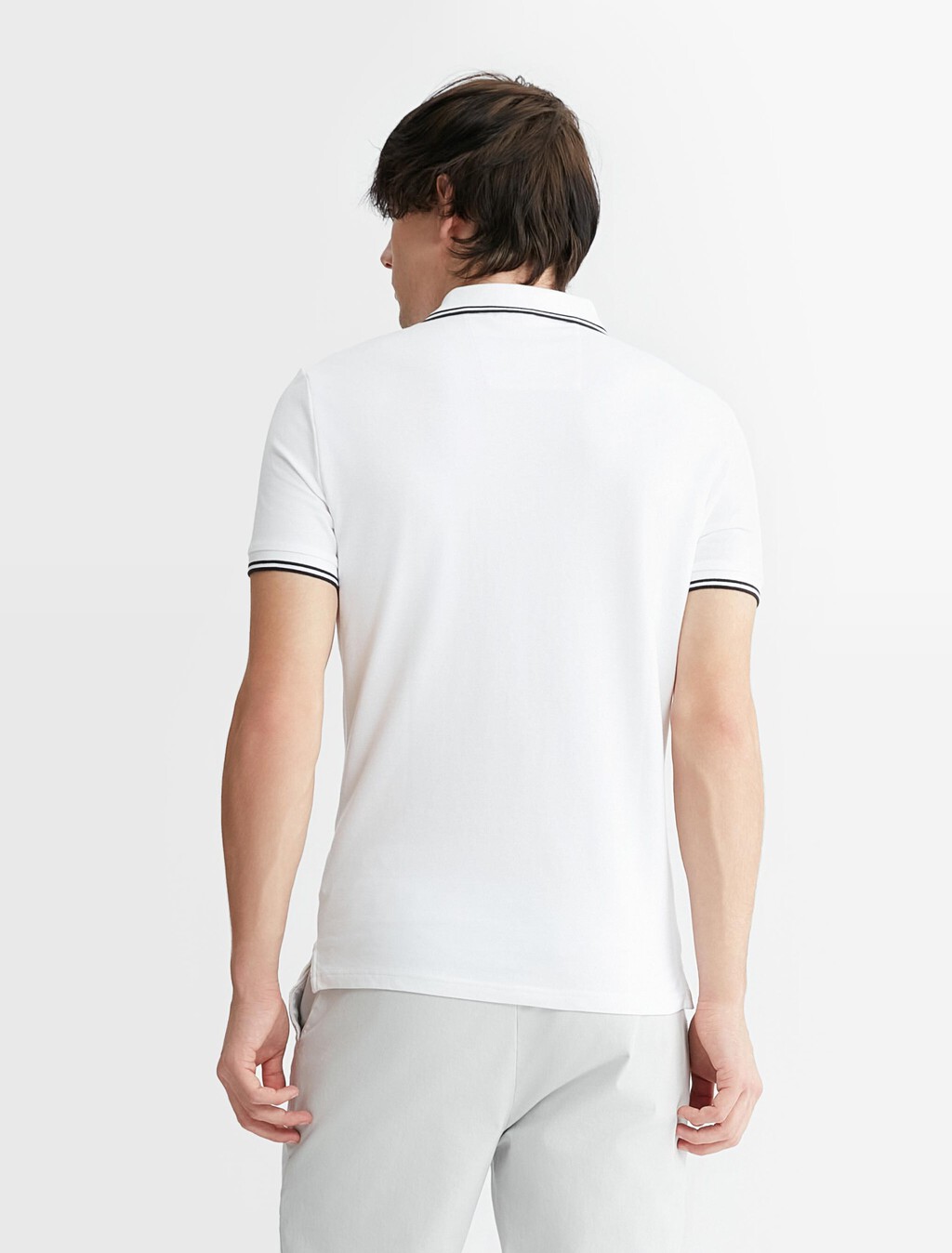 Monologo Slim Tipped Polo, Bright White, hi-res