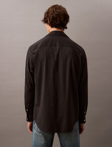 Relaxed Wool Blend Button-Down Shirt, Charcoal Heather, hi-res
