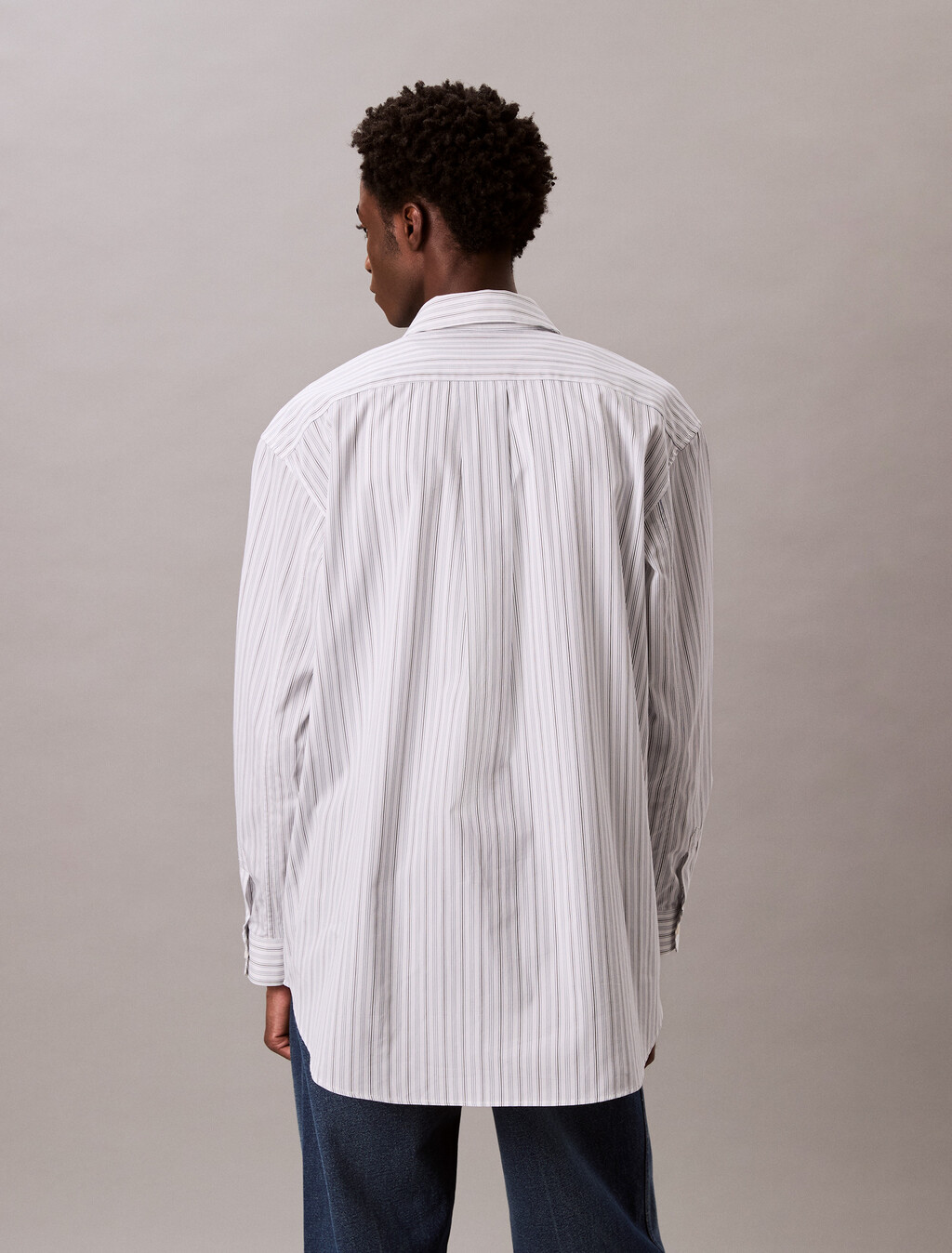 Cotton Stripe Relaxed Button-Down Shirt, Titan, hi-res