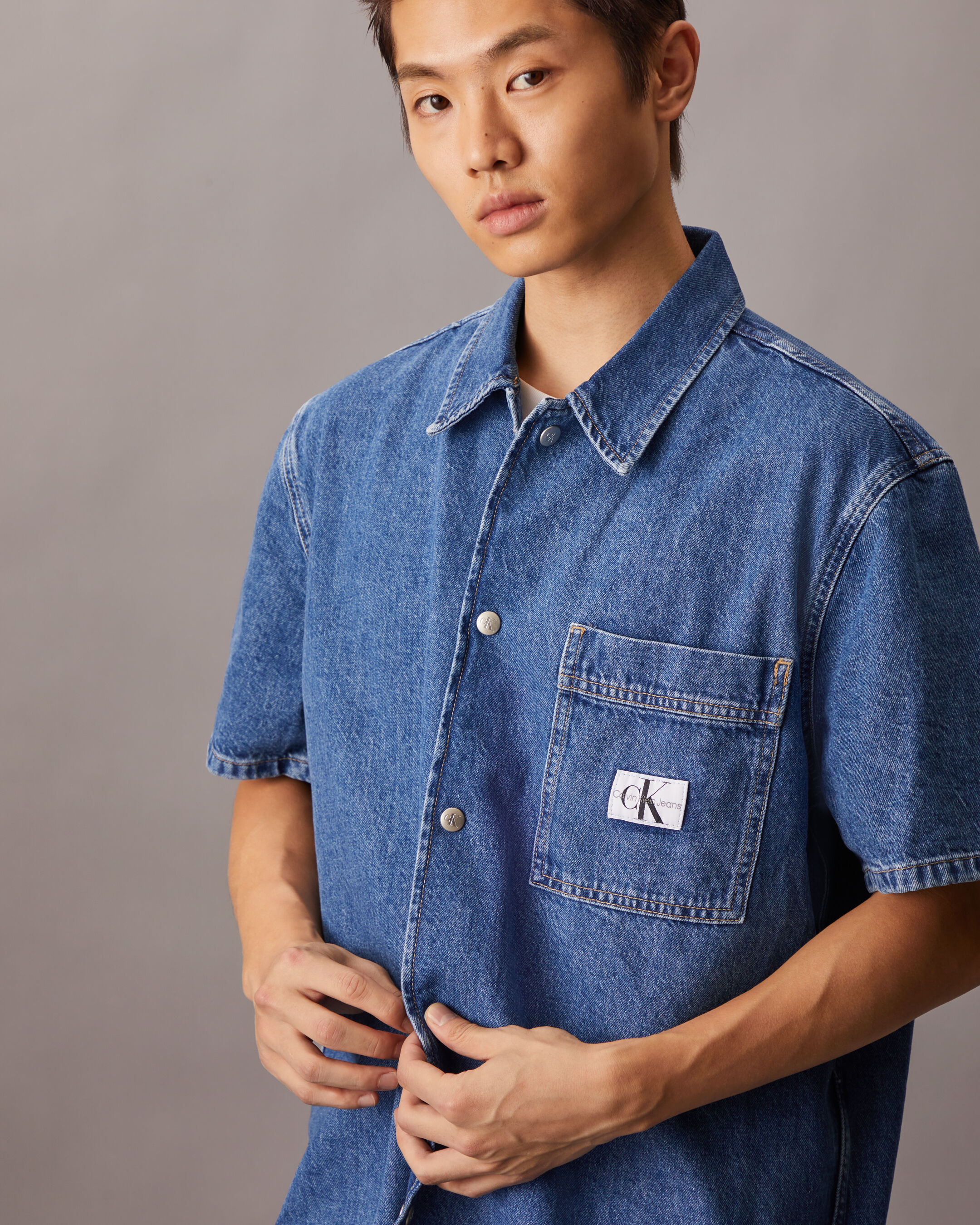 Denim Short Sleeve Shirt blue Calvin Klein Malaysia