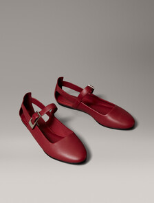 Leather Airfit® Cushioned Ballerinas, New Maroon, hi-res