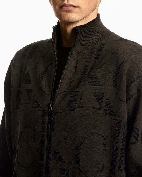 CK All Over Print Zip-Through Sweater