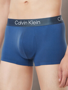 CK Pro Fit Micro Low Rise Trunks, Dark Denim w/ White Logo, hi-res