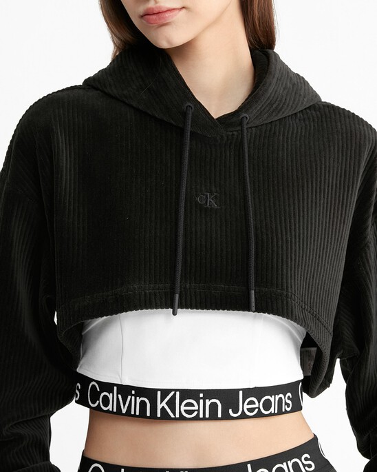 2 In 1 Logo Tape Velvet Hoodie