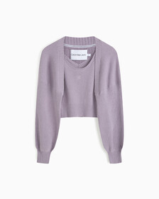 Feminine 2 In 1 Knit Cardigan, LAVENDER AURA, hi-res