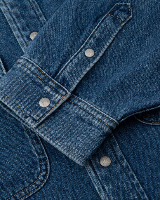 Oversized Cropped Rounded Hem Denim Shirt
