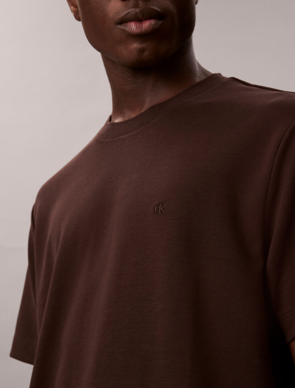 Tonal Monogram Crewneck Tee, Chocolate Torte, hi-res