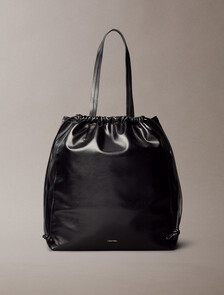 Drawstring Tote, Black, hi-res