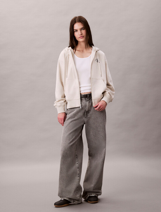 Monogram Cotton Terry Zip Thru Hoodie