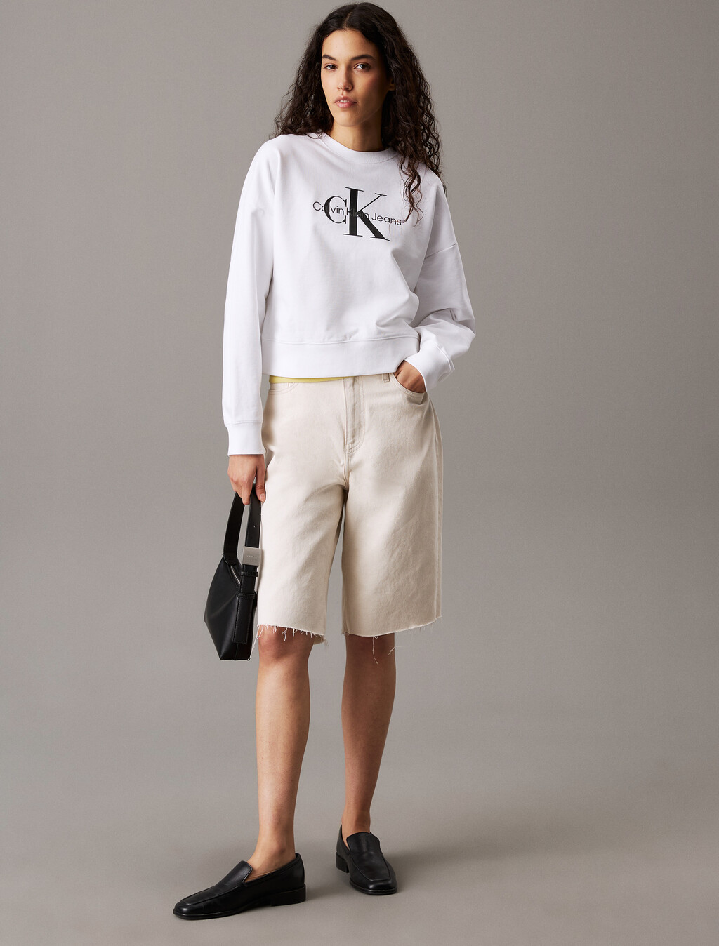 Cropped Monogram Sweatshirt, Brilliant White, hi-res