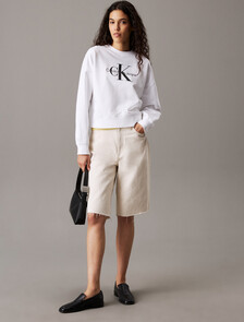 Cropped Monogram Sweatshirt, Brilliant White, hi-res