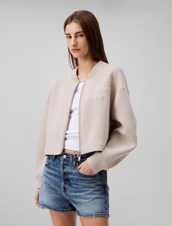 Oversized Scuba Zip Bomber Jacket