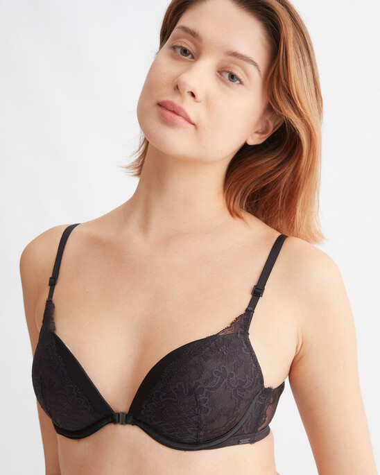 CK BLACK BRIDAL PUSH UP PLUNGE ADD-A-SIZE BRA