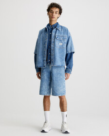 90s Loose Relaxed Denim Carpenter Shorts, Denim Medium, hi-res