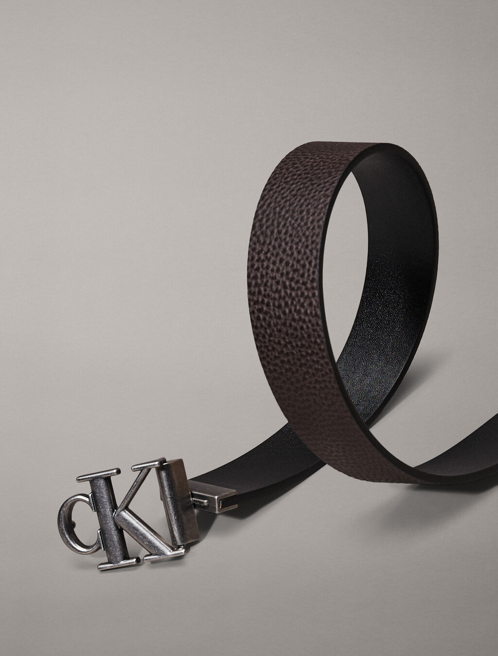 Leather Reversible Logo Belt, Black/Bitter Brown/Antique Silver, hi-res
