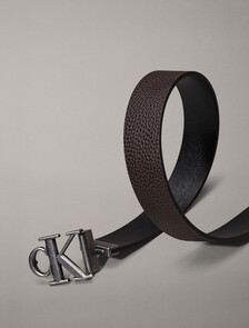 Leather Reversible Logo Belt, Black/Bitter Brown/Antique Silver, hi-res