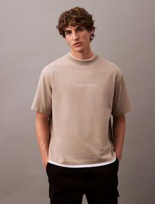 Calvin Logo Crew Neck Tee, Vintage Khaki, hi-res