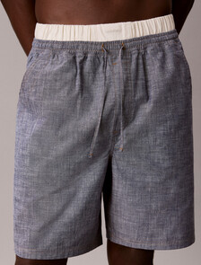 Cotton Chambray Sleep Shorts, CHAMBRAY INDIGO, hi-res