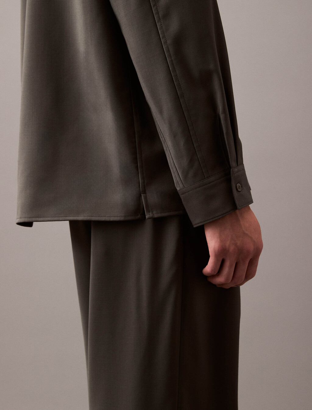 Lightweight Wool Button-Down Shirt, Volcanic Ash, hi-res