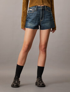 High Rise Denim Shorts, Denim Dark, hi-res