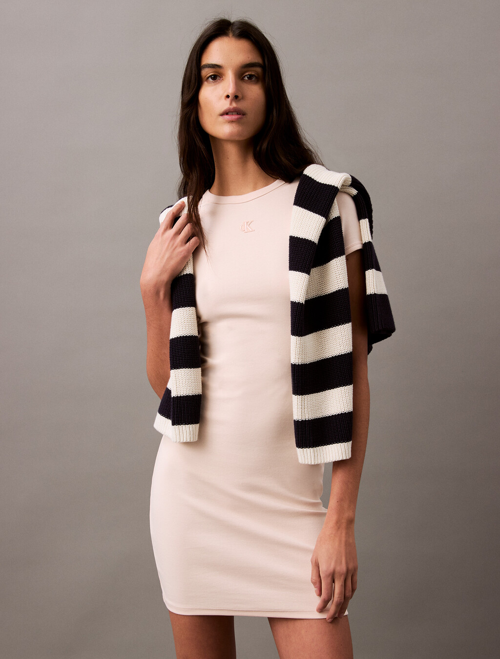 Rib Knit Mini Dress, Silver Peony, hi-res