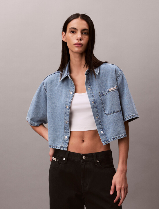 Boxy Cropped Denim Shirt