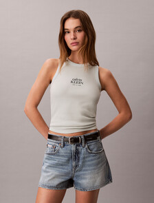 Slim Ribbed Cotton Tank Top, Pale Meadow, hi-res